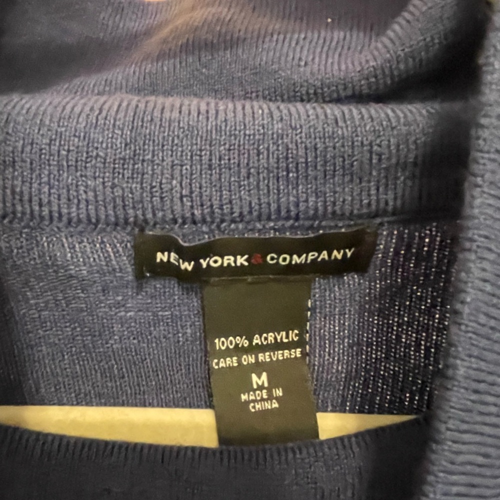 New York & Company Deep Blue Cowl Neck Sweater medium - Picture 6 of 7